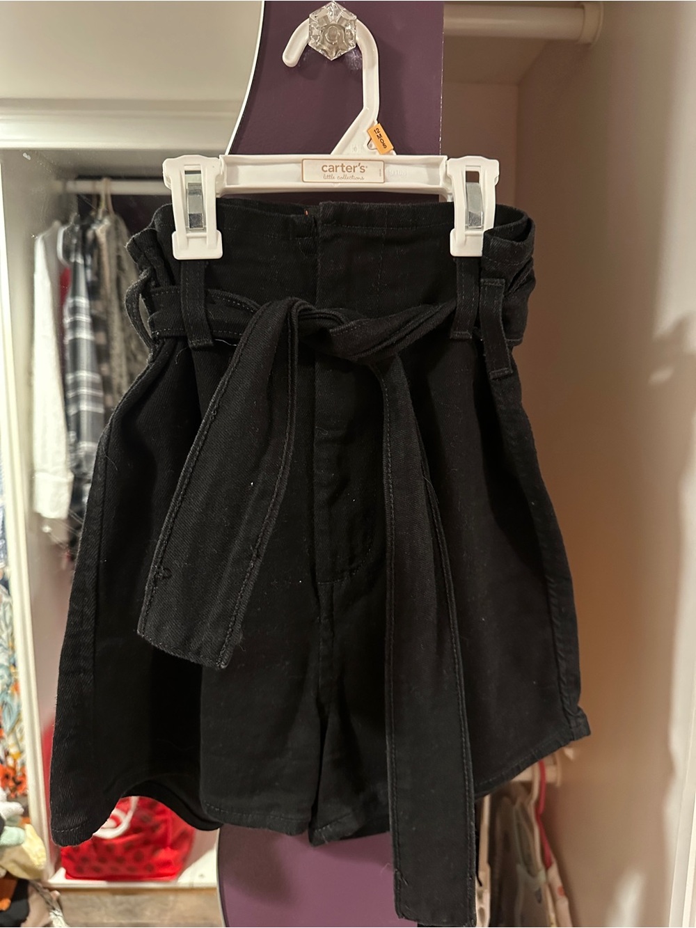 BDG High-Waist Black Paperbag Tie-Front Shorts